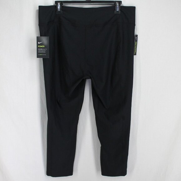 Nike Dri Fit Capri Pants Womens Size XXL Solid Black Pull On Waist NEW - Picture 3 of 5